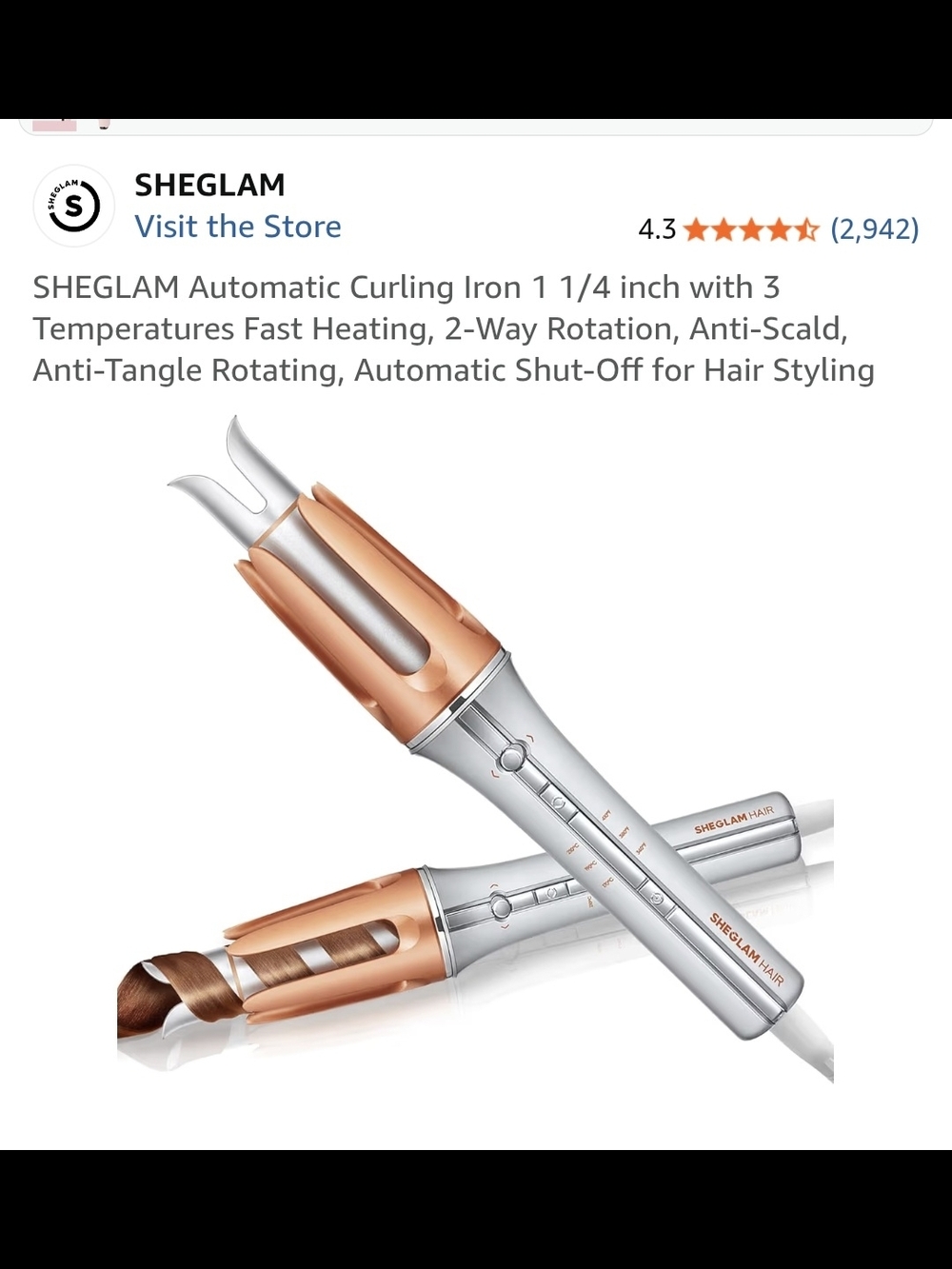 SHEGLAM Rose Gold & Silver Automatic Curling Iron - 1¼"